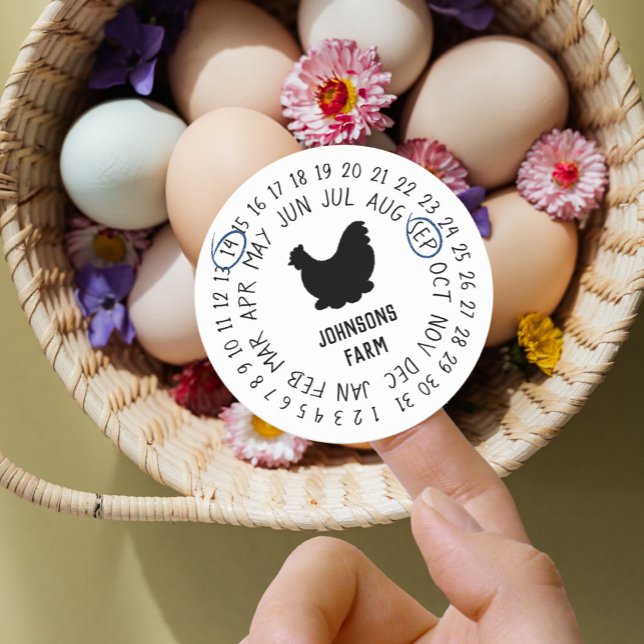 Farm Name | Fresh Farm Eggs Carton Date Wheel Classic Round Sticker (Creator Uploaded)
