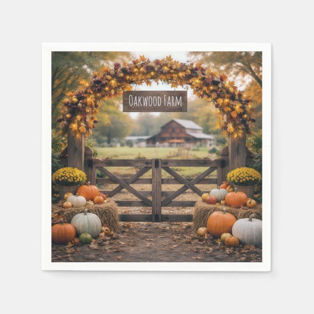 Farm Name on Autumn Gate Napkins (Front)