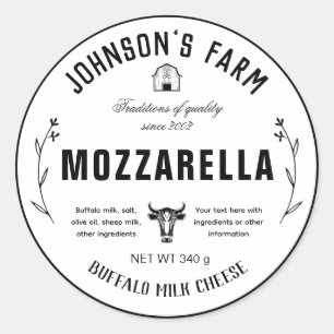 Farm Name Wreath Cow Milk Cheese Vintage Classic Round Sticker