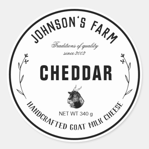 Farm Name  Wreath  Goat Milk Cheese  Vintage Classic Round Sticker