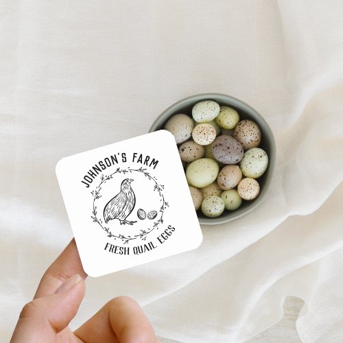 Farm Name  Wreath  Quail Eggs  Vintage Black  Square Sticker