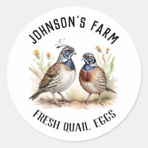 Farm Name   Wreath   Quail Eggs   Vintage   Classic Round Sticker