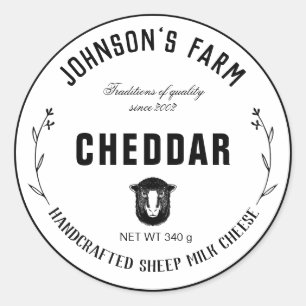 Farm Name Wreath Sheep Milk Cheese Vintage Classic Round Sticker