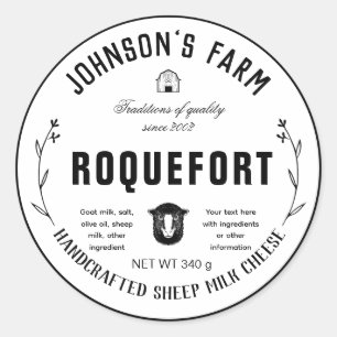 Farm Name Wreath Sheep Milk Cheese Vintage Classic Round Sticker