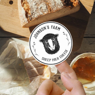 Farm Name Wreath Sheep Milk Cheese Vintage Classic Round Sticker