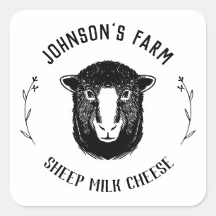 Farm Name Wreath Sheep Milk Cheese Vintage Square Sticker