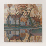 Farm near Duivendrecht Mondrian Dutch Landscape Jigsaw Puzzle<br><div class="desc">Haunting Mondrian landscape oil painting shows a Dutch farm in warm Autumn colors. The stylized tree branches,  farmhouse and stonewalls are all reflected in water. Jigsaw puzzle lovers will enjoy piecing together this complex and challenging design. Chicago Institute of Art,  Gift of Dolly J. van der Hoop Schoenberg</div>