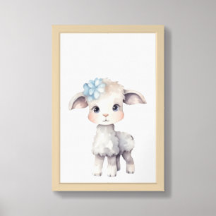 Farm Nursery Room Décor Floral Lamb Framed Art