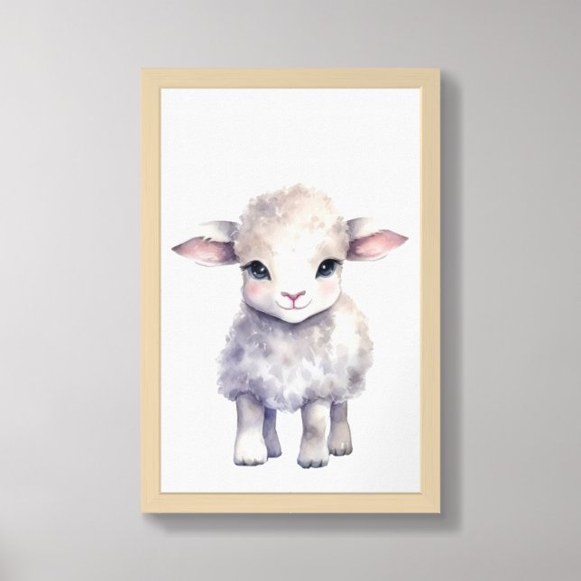 Farm Nursery Room Décor Lamb Framed Art (Framed Front)