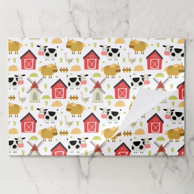 Farm Paper Placemats, Barnyard Animals Party Mats (Folded)
