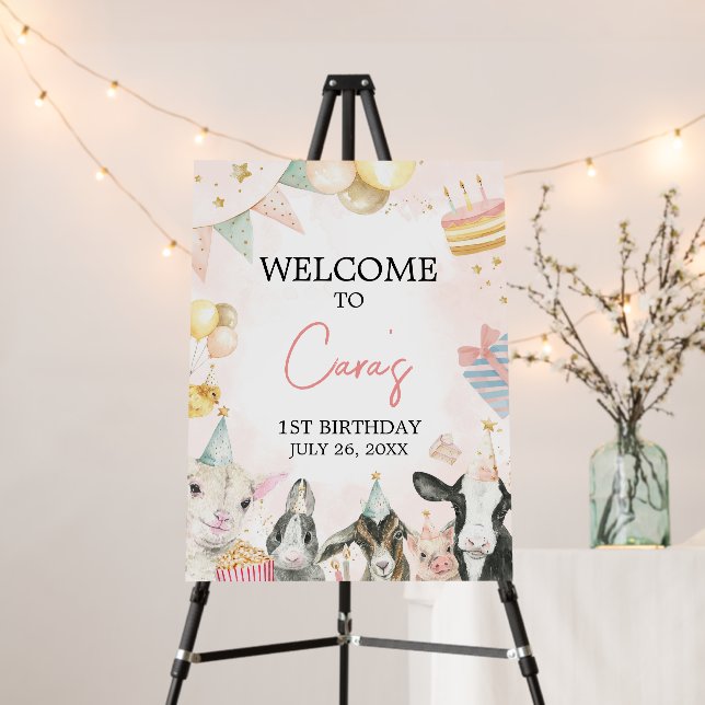 Farm Party Animals Birthday Party Welcome Sign (In Situ (Stand))