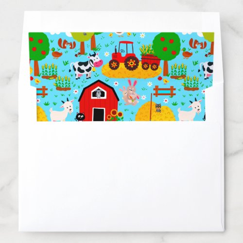 Farm Party Barn Animals Pattern Envelope Liner