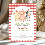 Farm Party Gingham Birthday Invitation<br><div class="desc">Farm Party Gingham Birthday Invitation,  Oink,  Baa,  Moo Birthday Invite,  Editable Animals Theme Birthday Invite</div>