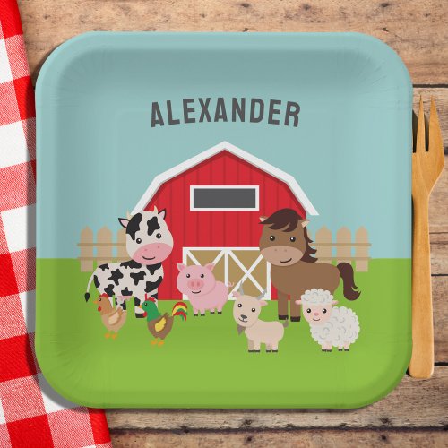 FARM PARTY INVITATION PAPER PLATES