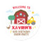 Farm party sticker, barnyard party favor sticker