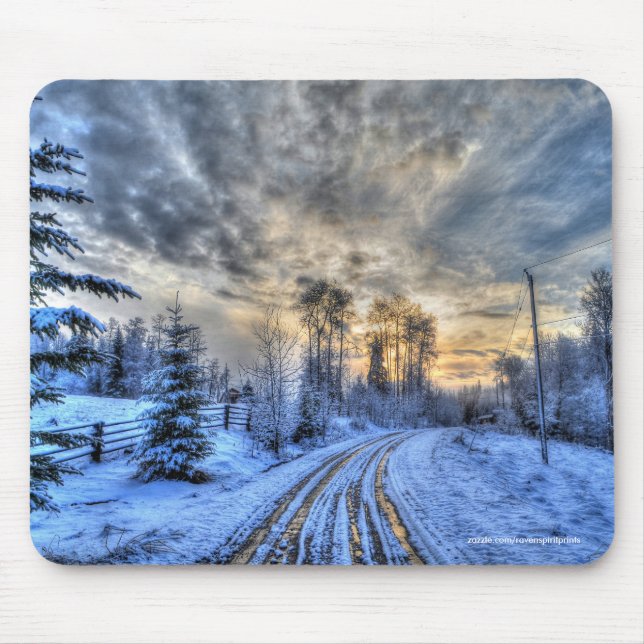 Farm Pastures in Winter Snow Mouse Pad (Front)