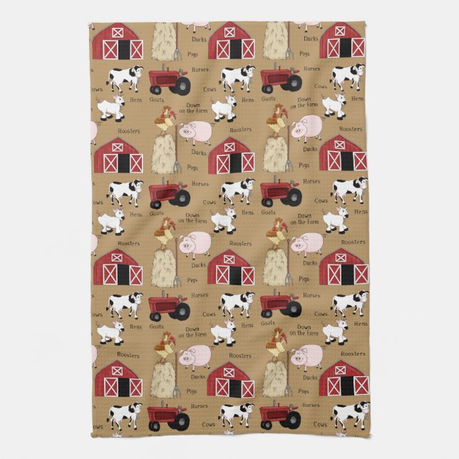 Farm pattern Country Kitchen towel (Vertical)