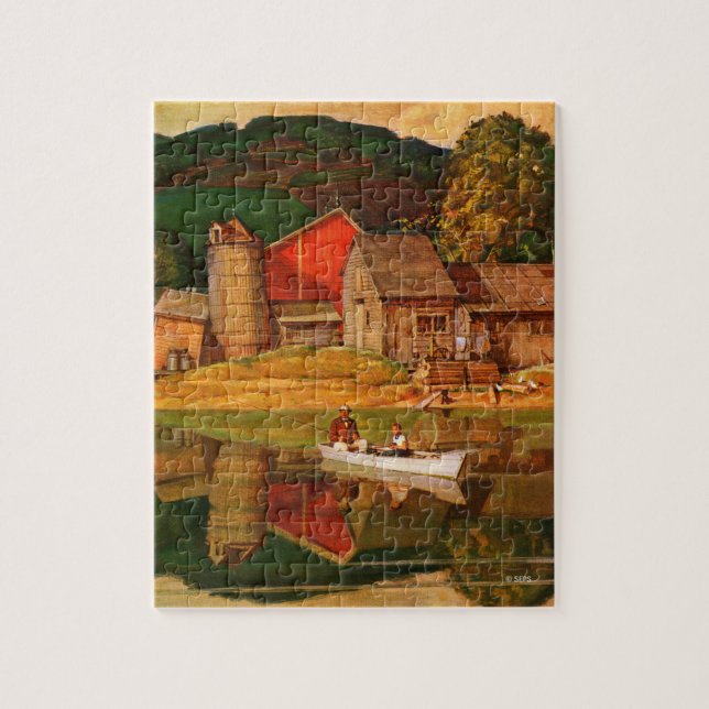 Farm Pond Landscape by Mead Schaeffer Jigsaw Puzzle (Vertical)