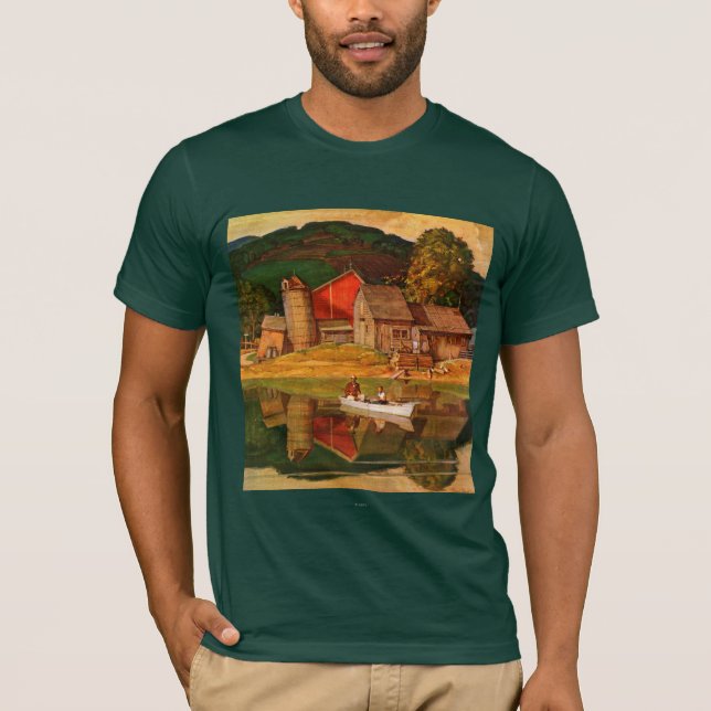 Farm Pond Landscape by Mead Schaeffer T-Shirt (Front)