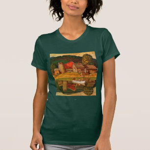 Farm Pond Landscape by Mead Schaeffer T-Shirt