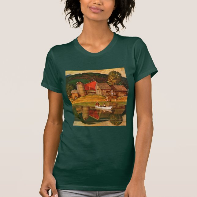 Farm Pond Landscape by Mead Schaeffer T-Shirt (Front)