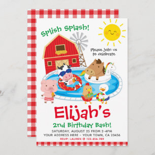 Farm, Pool Party Invitation