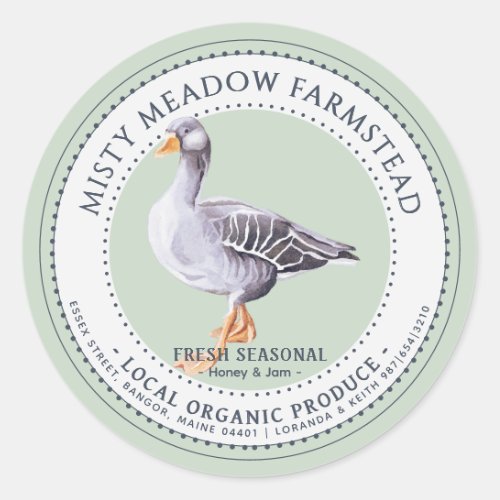 Farm Product Label Watercolor Goose Vintage Green