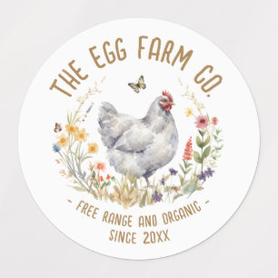Farm Product Label Waterproof Watercolor Grey Hen