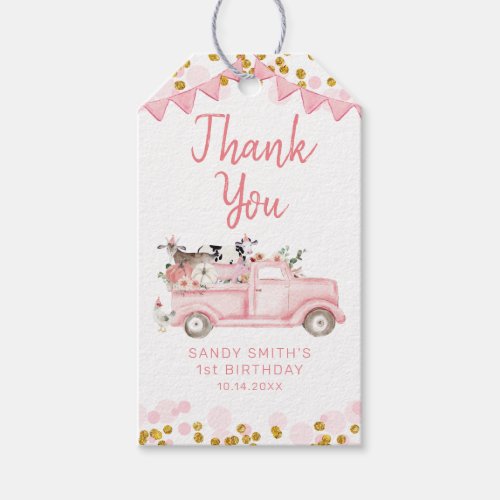 Farm Pumpkin Pink Truck Drive By Thank You Gift Tags