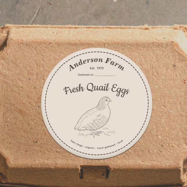 Farm Quail Eggs Label Brown Sticker (Farm Quail Eggs Label Brown Sticker)