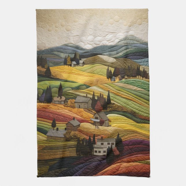 Farm Quilt Kitchen Towel (Vertical)