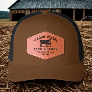 Farm Ranch Cool Vintage Farming Homestead Custom Leather Patch Hat