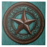 Farm Ranch Country Western Turquoise Texas Star  Ceramic Tile<br><div class="desc">Add a touch of rustic elegance to your home with our Farm Ranch Country Western Turquoise Texas Star Ceramic Tile. Featuring the iconic Texas star design in vibrant turquoise and earthy tones, this tile captures the essence of Western and country living. Crafted from high-quality ceramic, it blends durability with style,...</div>