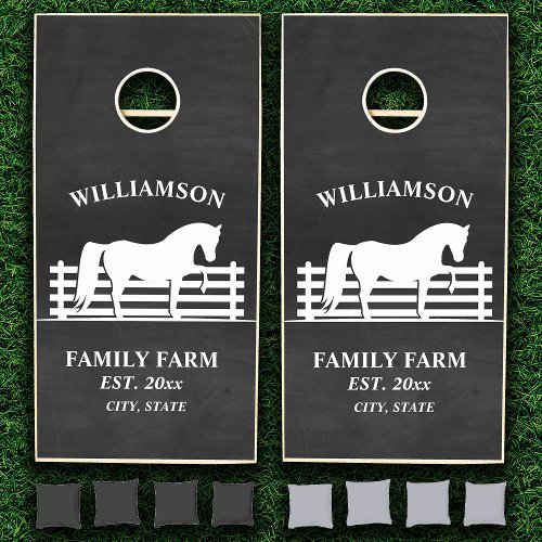 Farm Ranch Horse Black Chalkboard White Cornhole S Cornhole Set