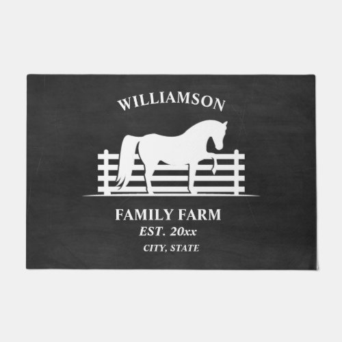 Farm Ranch Horse Black Chalkboard White Family   Doormat