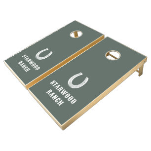 Farm Ranch Horseshoe Equestrian Western Style Cornhole Set