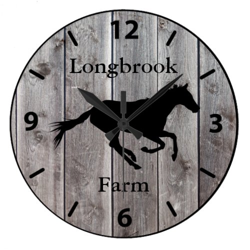 Farm Ranch or Stable Name 2 Custom Barnwood Styled Large Clock