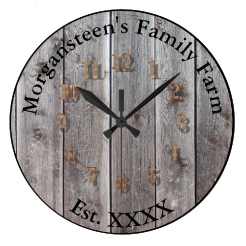 Farm Ranch or Stable Name 7 Custom Barnwood Styled Large Clock