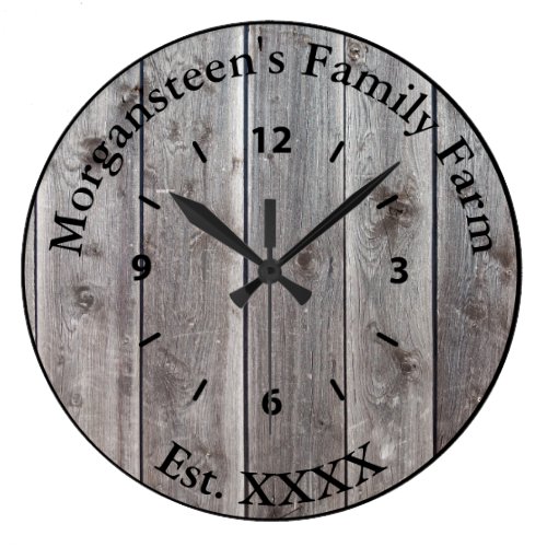 Farm Ranch or Stable Name 8 Custom Barnwood Styled Large Clock