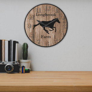 Farm Ranch or Stable Name 9 Custom Barnwood Style Large Clock