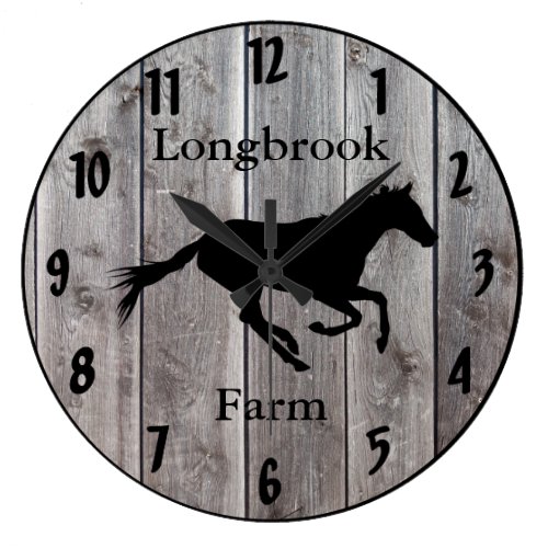 Farm Ranch or Stable Name Custom Barnwood Styled Large Clock