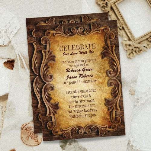 Sophisticated Elegant  western vintage wedding Announcement