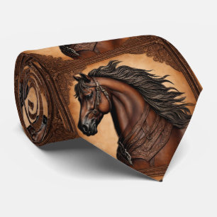 Farm Ranch Western Country Equestrian Brown Horse Neck Tie