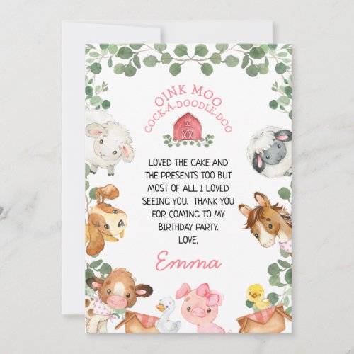 Farm Red Barn Foliage Birthday Thank You Card