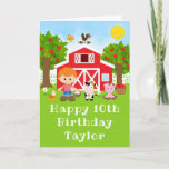 Farm Red Barn Red Hair Boy Happy Birthday Card<br><div class="desc">This cute and fun birthday card can be personalized with a name or title such as son, grandson, nephew, friend etc. It features a red hair boy with fair skin beside a red barn with a rooster wind vane. There are adorable farm animals such as a cow, pig and hen....</div>