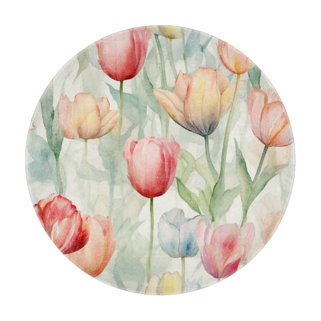Farm Red Yellow Tulip Flowers  Cutting Board (Front)