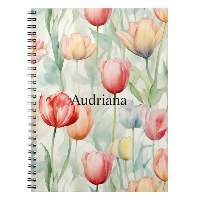 Farm Red Yellow Tulip Flowers  Notebook (Front)