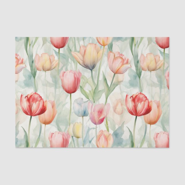 Farm Red Yellow Tulip Flowers  Tissue Paper (Front)