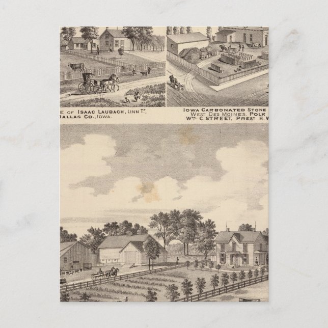 Farm, residences & pipe works postcard (Front)