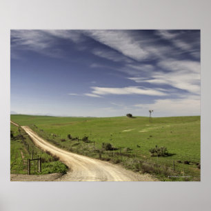 Farm road twining between wheat fields, Caledon, Poster
